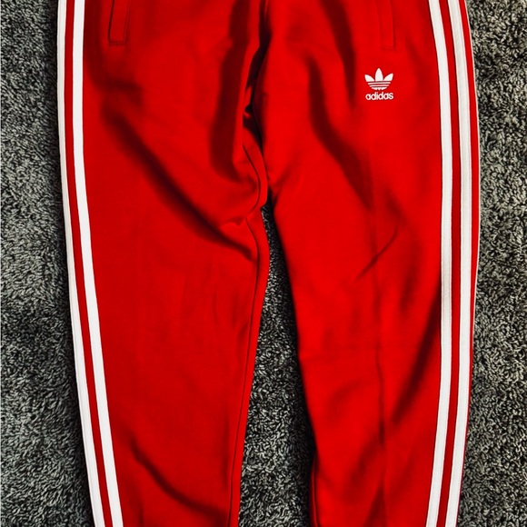 Adidas Originals 3 Stripe Red Joggers - Picture 1 of 6
